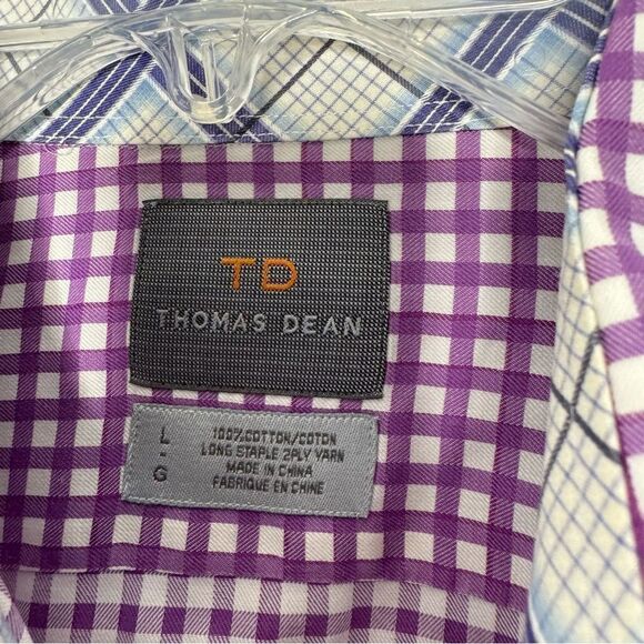 Thomas Dean gingham button down shirt size large - Picture 3 of 4